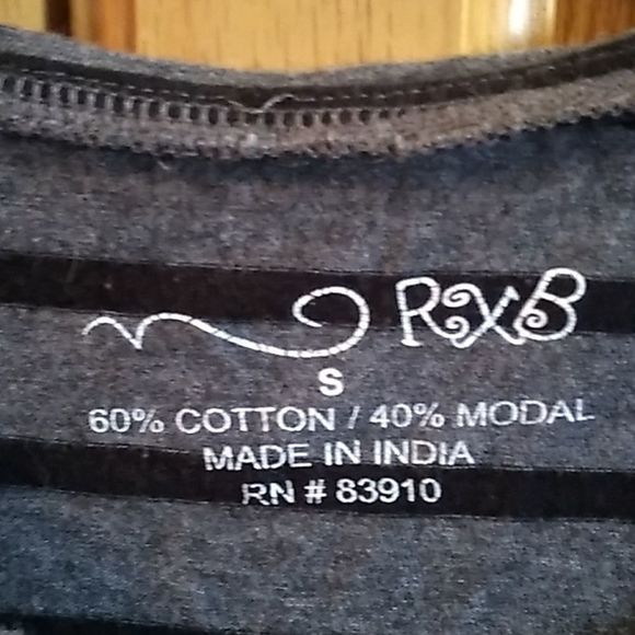 PXB Sz S Gray+Black Striped High-Low Shirt - Picture 2 of 3